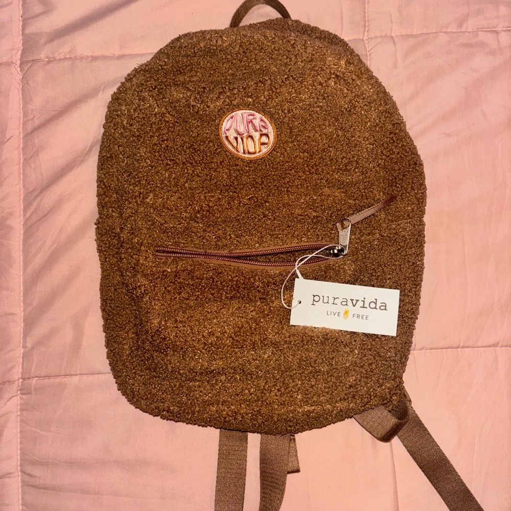 Pura Vida Brown Sherpa Mini Backpack